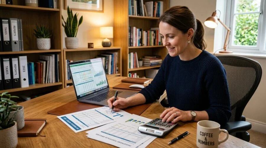 Persona revisando dos ofertas de préstamo en su laptop para comparar el costo real de cada una
